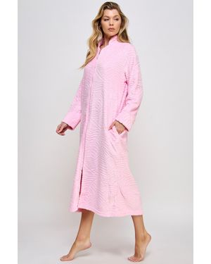 TRUEDAMES Elegant Collared Plush Lounge Robe - Pink
