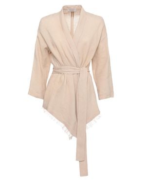 Antonelli Katia Fringed Waist Belt Blazer - Natural
