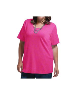 On The Plus Side Solid Short Sleeve U-Neck Tee - Pink
