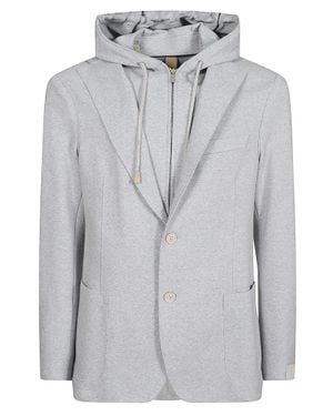 Eleventy Light Blazer With Hood And Structural Design - Gray