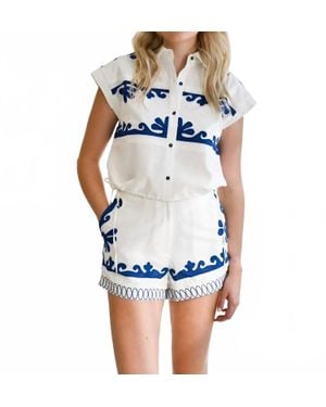 Never A Wallflower Coral Top - Blue
