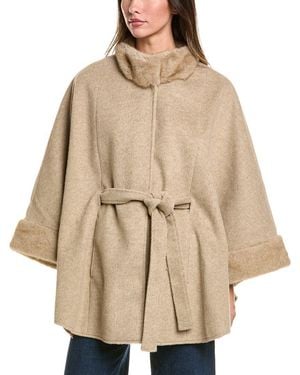 La Fiorentina Belted Wool Cape - Natural