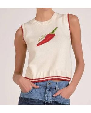 Elan Chili Knit Sweater Tank - White