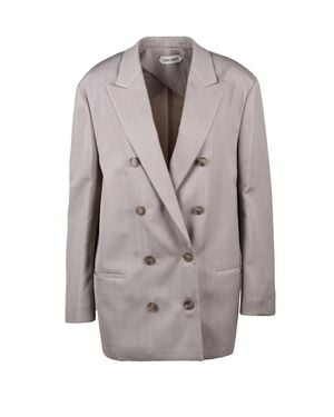 Alberta Ferretti Rose Virgin Wool-Blend Oversized Blazer - Gray