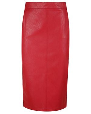 Pinko Gerbera Knee-Length Leather-Like Skirt - Red