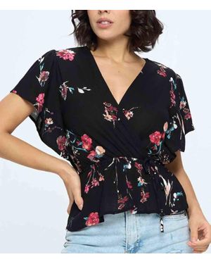 Ever B Elaina Floral Blouse - Black