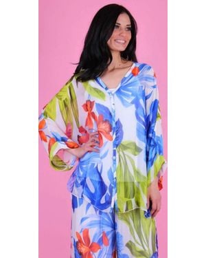 Gigi Moda Angelo Tropical Silk Blouse - Blue