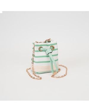Fashnzfab Mini Canvas Drawstring Crossbody Bag - Blue