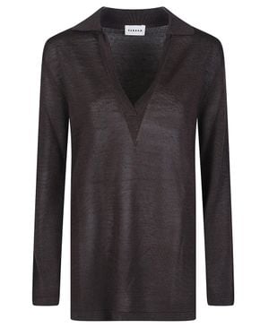 P.A.R.O.S.H. Babygirl V Neck Linen Sweater - Black