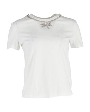 Maje Embellished-Neck T-Shirt - White