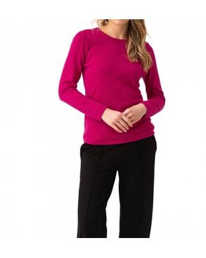 Marble Round Neck Rib Knit Sweater - Pink
