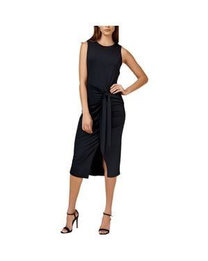 BarIII Petites Asymmetric Polyester Midi Dress - Black