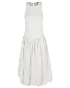 LA PISCINE Light Long Sleeveless Balloon-Hem Cotton Dress - White