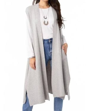Coco + Carmen Heavenly-Luxe Contrast Rib Vest With Pockets - Gray