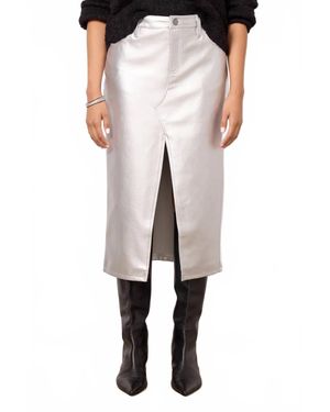 Sanctuary Leather Like Midi Skirt - Natural