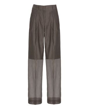 Peserico Cotton-Silk Straight-Leg Pants - Gray