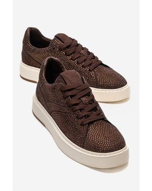 Prologue Shoes Berina Embellished Sneaker - Brown