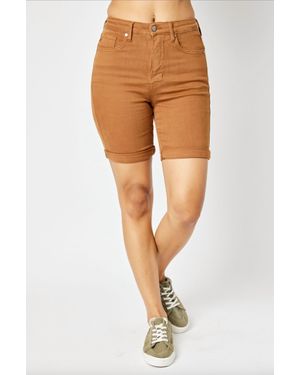 Judy Blue Tummy Control Bermuda Shorts - Brown