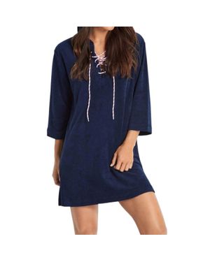 Seafolly Lace Up Terry Hoodie - Blue