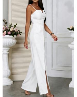 TRUEDAMES Sexy Fitted Slit Strapless Jumpsuit - Gray