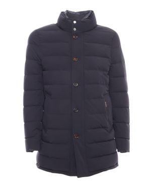 Moorer Calegari-Kn Dark Single-Breasted Water-Repellent Quilted Jacket - Blue