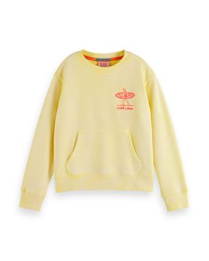 Scotch & Soda Girls Garment Dyed Poster Print Sweatshirt - Yellow