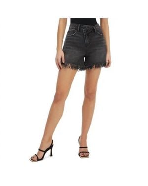 GOOD AMERICAN Good 90S Short Long Fray Hem Short - Black