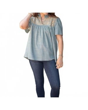 Layerz Clothing Reece V-Neck Top - Blue