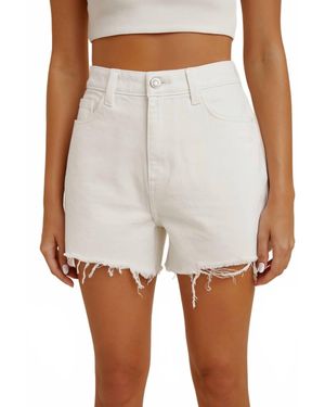 Anniewear Distress Hem Denim Shorts - White