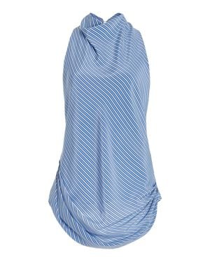 Brandon Maxwell Celestia Cowl Neck Top - Blue