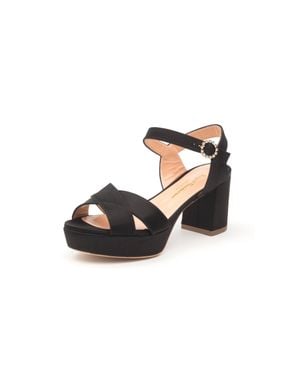 Rupert Sanderson Deidre Fray Crystal Satin Platform - Black