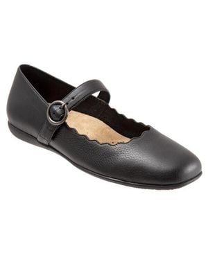 Trotters Sugar Flats 10 Leather Adjustable Buckle Mary Jane Zpo2428 - Black
