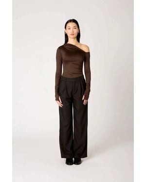 Nia Cleo Long Sleeve Top - Brown