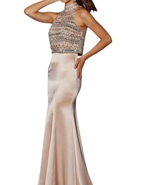Angela & Alison High-Neck Prom Dress - Pink