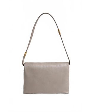 Marni Prism Leather Large Shoulder Bag - Gray