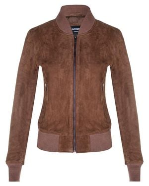 Infinity Leather Classic Ma-1 Suede Bomber Jacket-Newbury - Brown
