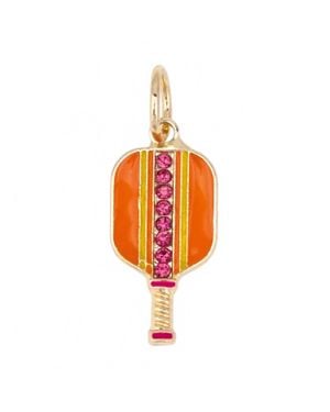 Canvas Style Pave Pickleball Paddle Charm - Orange