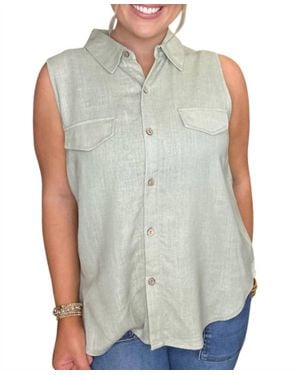 Blu Pepper Button-Up Sleeveless Top - Green