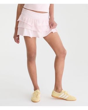 Aéropostale Thin Stripe Knit Ruffle Skort - Pink