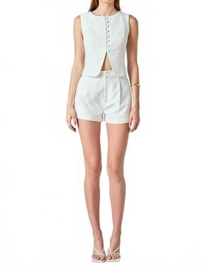 Endless Rose Linen Pintuck Shorts - White
