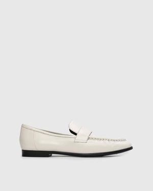 Black Suede Studio Arrow Leather Loafer - White