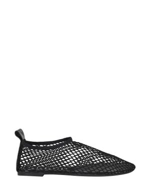 Senso Cordelia Ebony Mesh Round-Toe Flat Ballerina Flats - Black