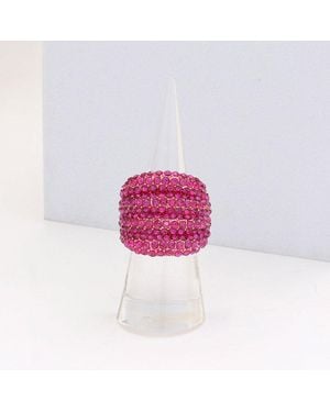 Fashnzfab Rhinestone Pave Stretch Ring - Pink