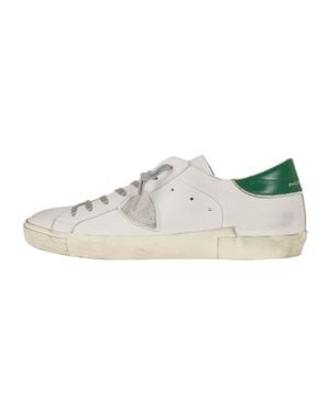 Philippe Model Vintage-Inspired Low Sneakers With Glossy Accents - White