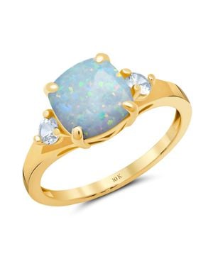 MAX + STONE 10K Or Cushion Cut Gemstone Three Stone Ring - Metallic