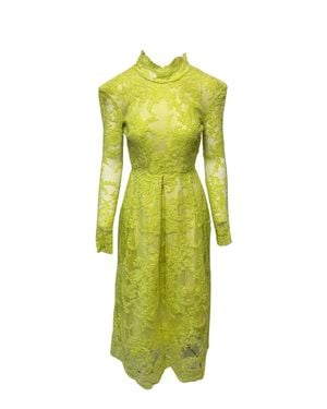 Alex Perry Lace Shoulder Pad Dress - Green