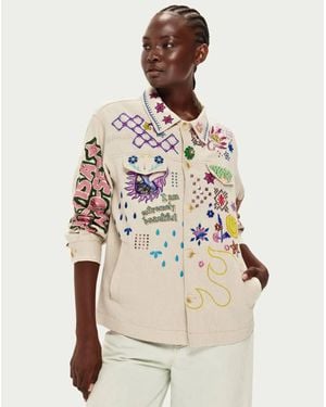 ME 369 Briann Embroidered Denim Jacket - Natural