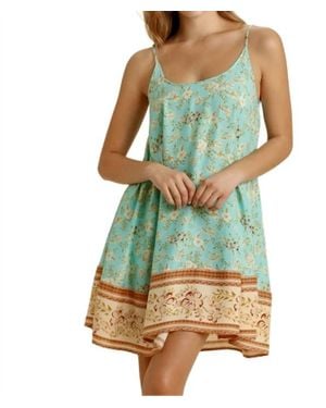 Umgee Floral Spaghetti Strap Flowy Dress - Blue