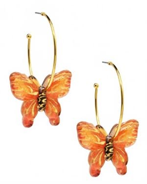 Zenzii Butterfly Hoop Earrings - Orange