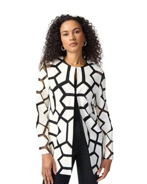 Joseph Ribkoff Laser Cut Leatherette On Mesh Jacket - White